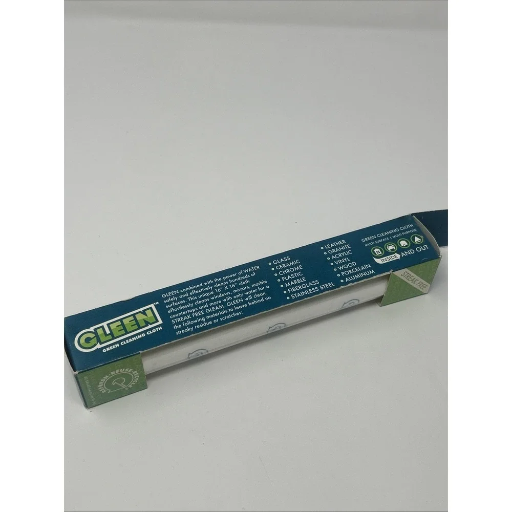 NEW Gleen Green Cleaning Cloth Streak Free Multi Surface Indoor/Outdoor Washable